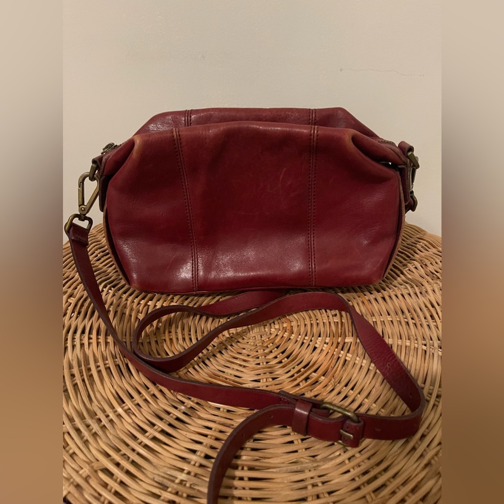 MADEWELL Mini Glasgow Satchel Red Wine Genuine Leather Crossbody Bag
